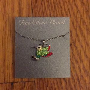 Fine silver hummingbird necklace